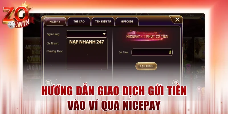 Hướng dẫn giao dịch gửi tiền vào ví qua Nicepay
