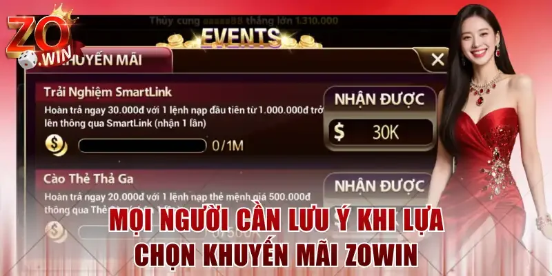 Mọi người cần lưu ý khi lựa chọn khuyến mãi ZOWIN